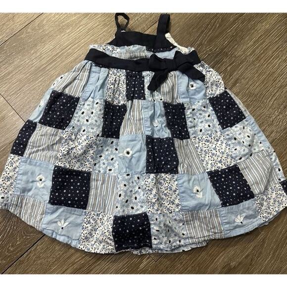 Janie and Jack Baby Girls 3-6M Blue Skies Patchwork Dress - Picture 1 of 4